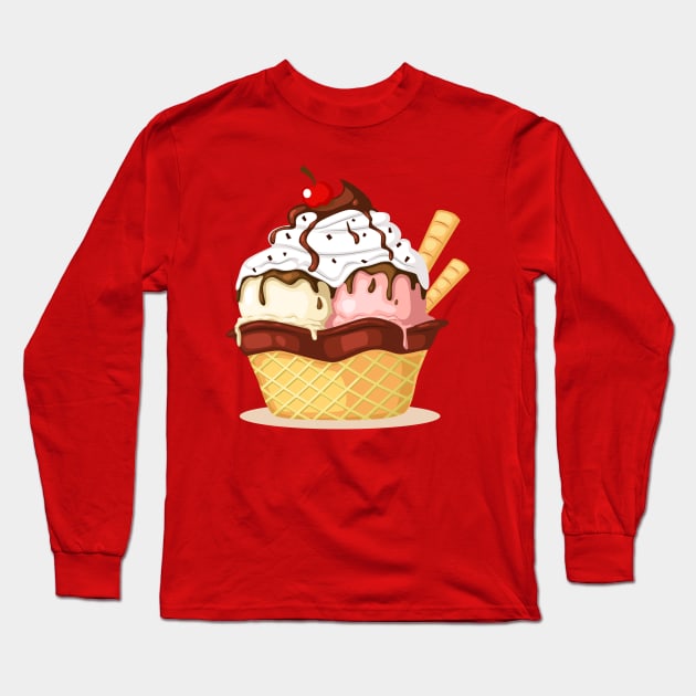 Ice Cream Cone Long Sleeve T-Shirt by Mako Design 
